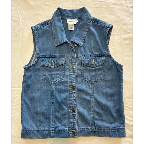 Coldwater Creek women's sleeveless light denim vest soft stretch Medium - Picture 1 of 5